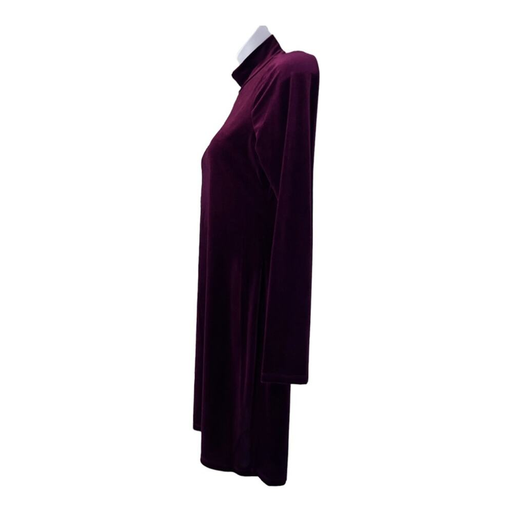 GB Red Velvet Stretch High Mock Neck Long Sleeve Holiday Cocktail Party Dress - Picture 7 of 16